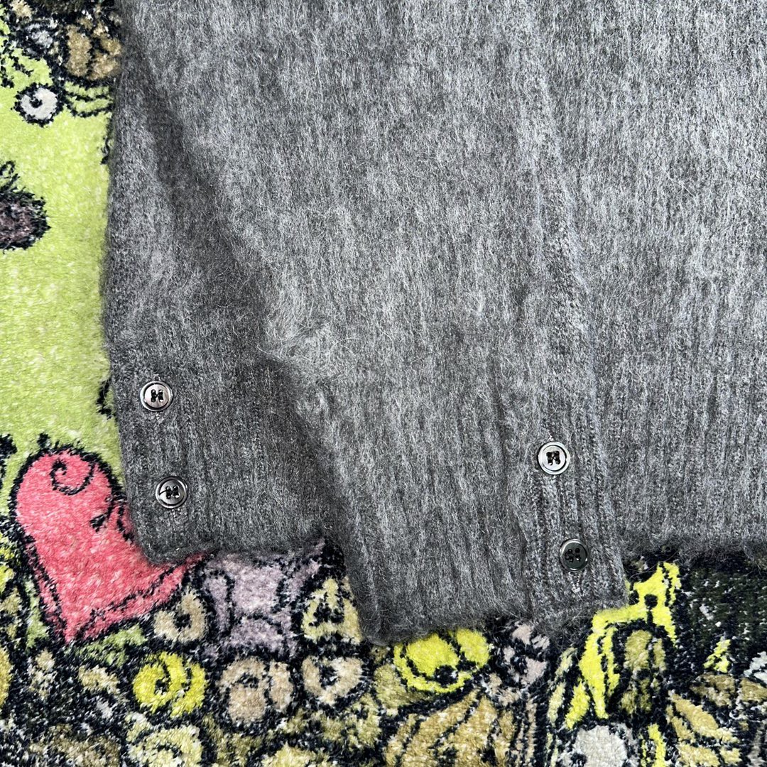 Thom Browne SS23 小狗提花条纹马海毛毛衣 套头 长袖 秋冬款 灰色