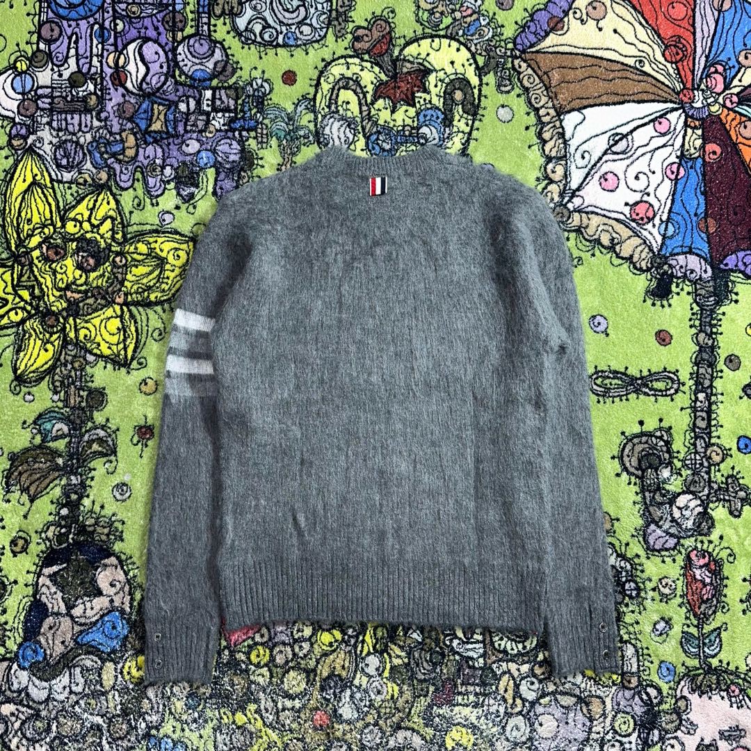 Thom Browne SS23 小狗提花条纹马海毛毛衣 套头 长袖 秋冬款 灰色