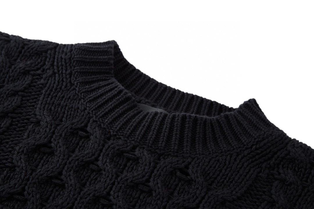 Givenchy 纪梵希 浮雕4G粗针毛衣 圆领 套头 长袖 秋冬款 黑色