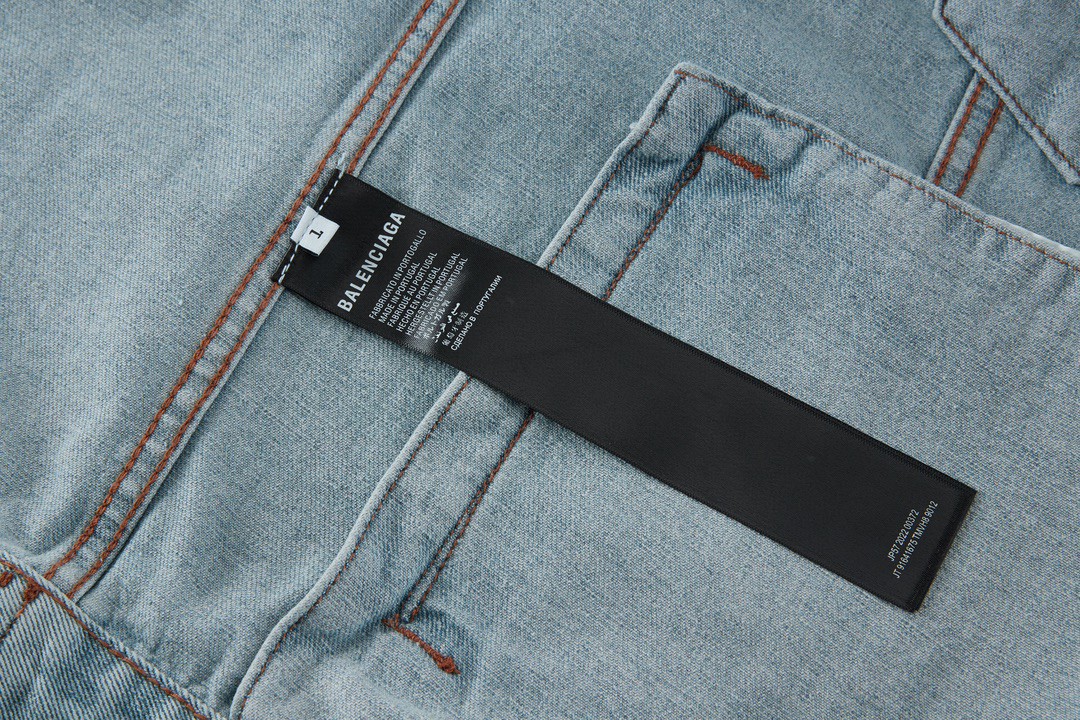 Balenciaga 巴黎世家 SS24 后背巴黎铁塔风景印花 牛仔外套 牛仔衣 夹克 秋冬 蓝色 773617TPW534868