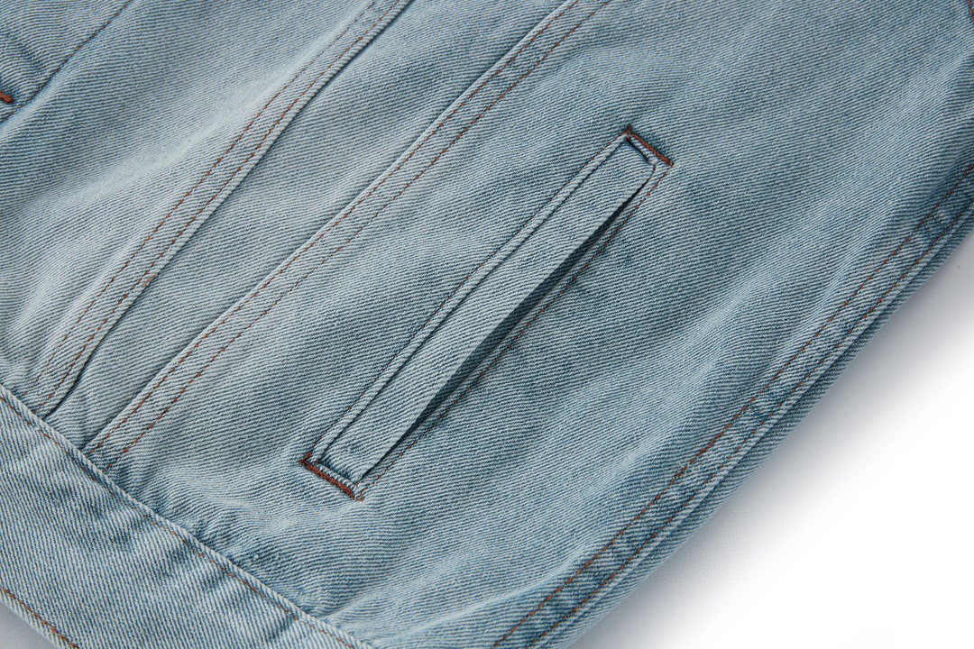 Balenciaga 巴黎世家 SS24 后背巴黎铁塔风景印花 牛仔外套 牛仔衣 夹克 秋冬 蓝色 773617TPW534868