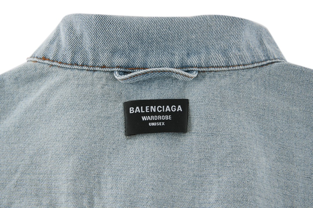 Balenciaga 巴黎世家 尺码标识牛仔外套 夹克 长袖 秋冬 黑色 蓝色 767947TNW111672