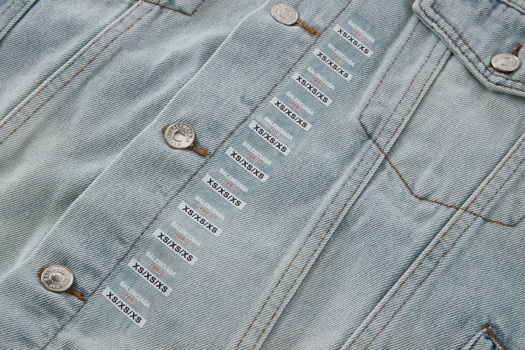 Balenciaga 巴黎世家 尺码标识牛仔外套 夹克 长袖 秋冬 黑色 蓝色 767947TNW111672