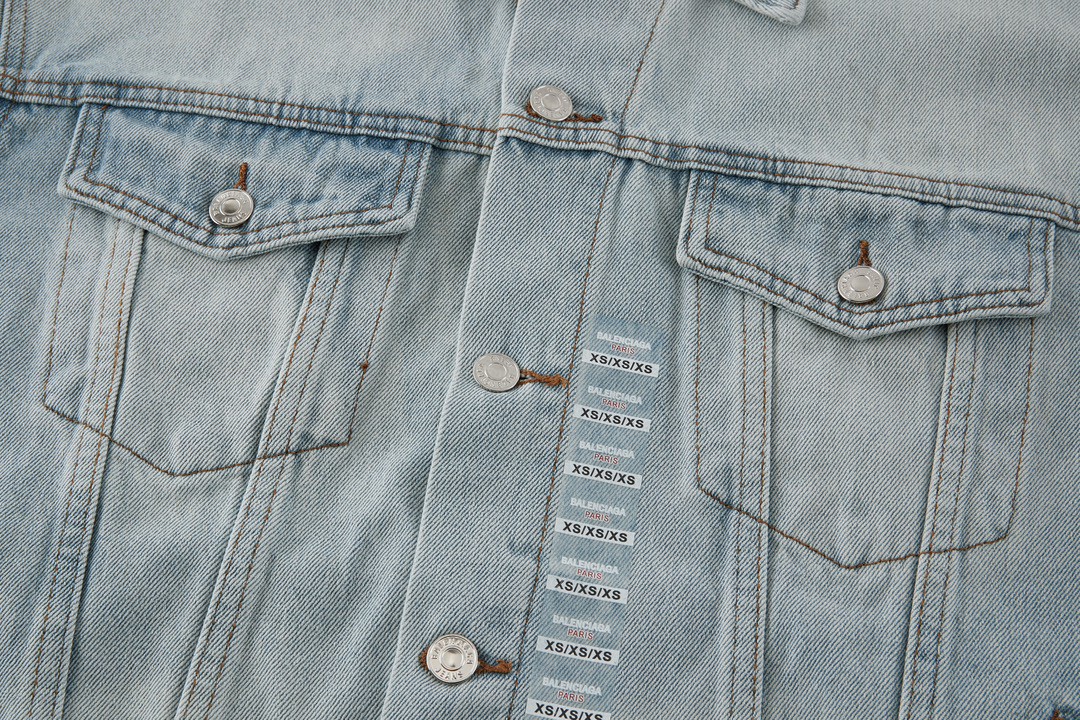 Balenciaga 巴黎世家 尺码标识牛仔外套 夹克 长袖 秋冬 黑色 蓝色 767947TNW111672