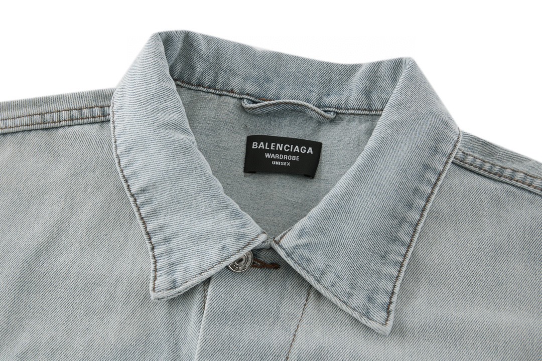 Balenciaga 巴黎世家 尺码标识牛仔外套 夹克 长袖 秋冬 黑色 蓝色 767947TNW111672