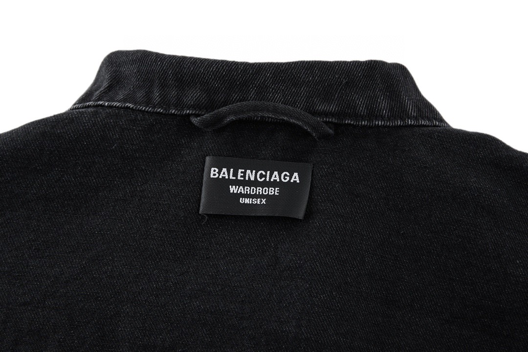 Balenciaga 巴黎世家 尺码标识牛仔外套 夹克 长袖 秋冬 黑色 蓝色 767947TNW111672