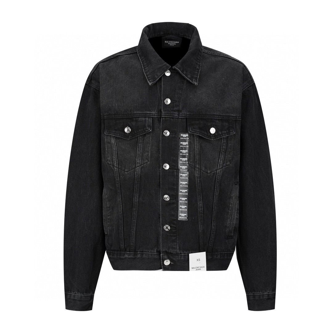 Balenciaga 巴黎世家 SS24 Logo字母标识 牛仔外套 牛仔衣 夹克 秋冬 黑色 767947TNW111672