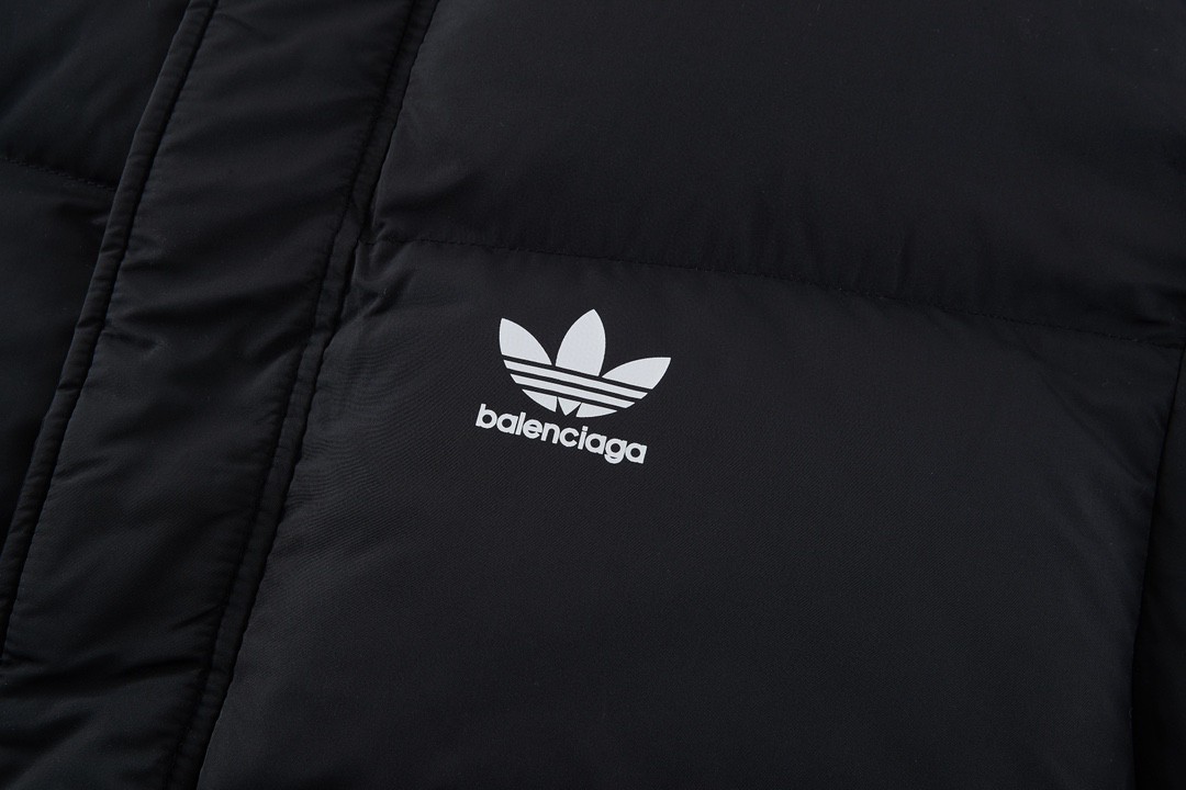 Balenciaga 巴黎世家 adidas originals 联名款 条纹字母logo棉服  面包服 外套 长袖 秋冬 黑色 714897TNO191000