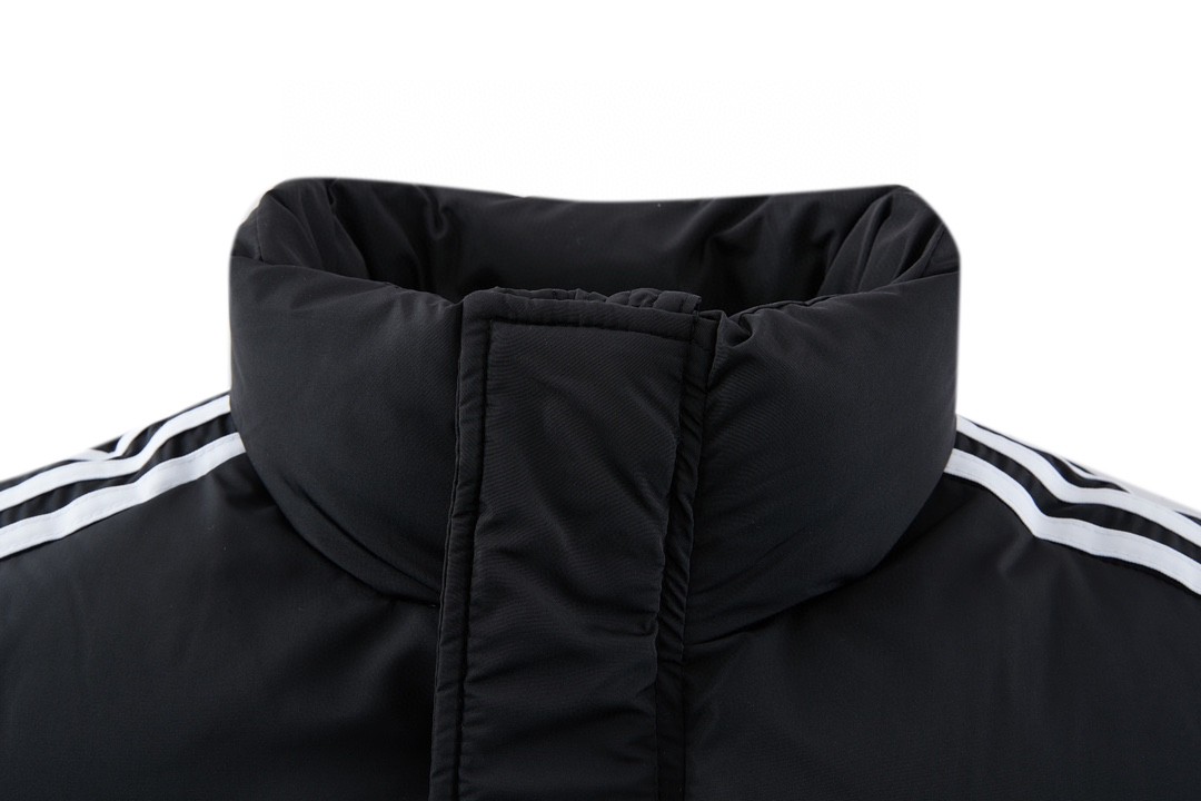 Balenciaga 巴黎世家 adidas originals 联名款 条纹字母logo棉服  面包服 外套 长袖 秋冬 黑色 714897TNO191000