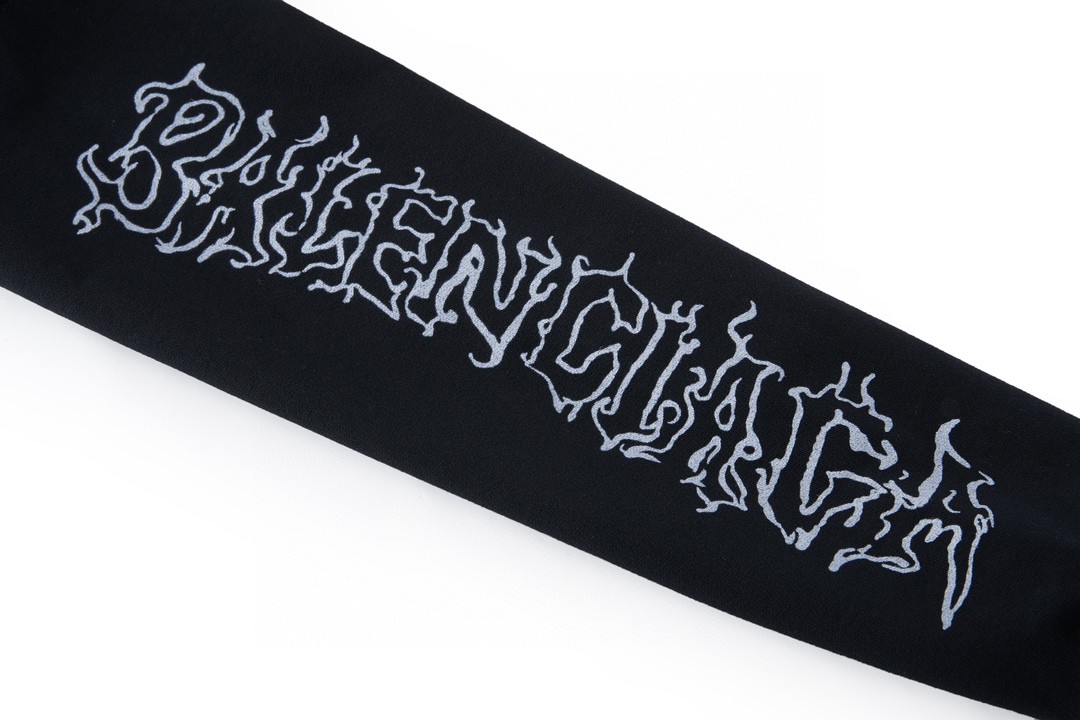 Balenciaga 巴黎世家 火焰字母印花连帽卫衣 长袖 秋冬 男女同款 黑色 