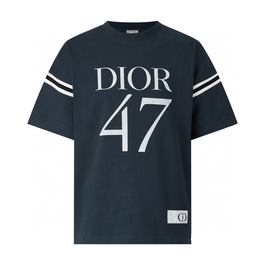 DIOR 迪奥 字母logo印花 圆领 T恤 短袖 夏季 男女同款 蓝色 413J640A0849-C580
