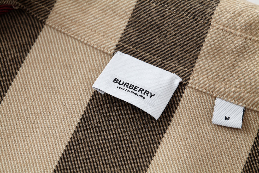 Burberry 巴宝莉 条纹图案双头拉链衬衫 夹克 长袖 外套 秋冬款 棕色 8050135