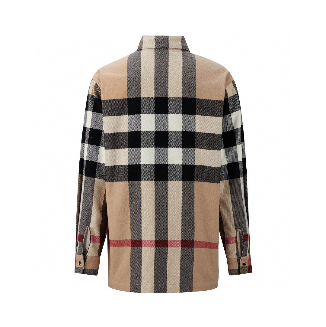 Burberry 巴宝莉 条纹图案双头拉链衬衫 夹克 长袖 外套 秋冬款 棕色 8050135