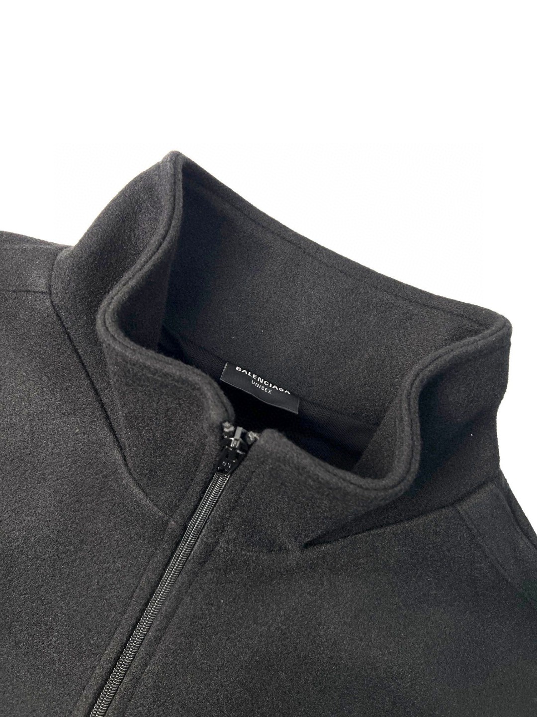 Balenciaga 巴黎世家 刺绣字母Logo拉链羊绒夹克 外套 卫衣 长袖 秋冬 黑色 