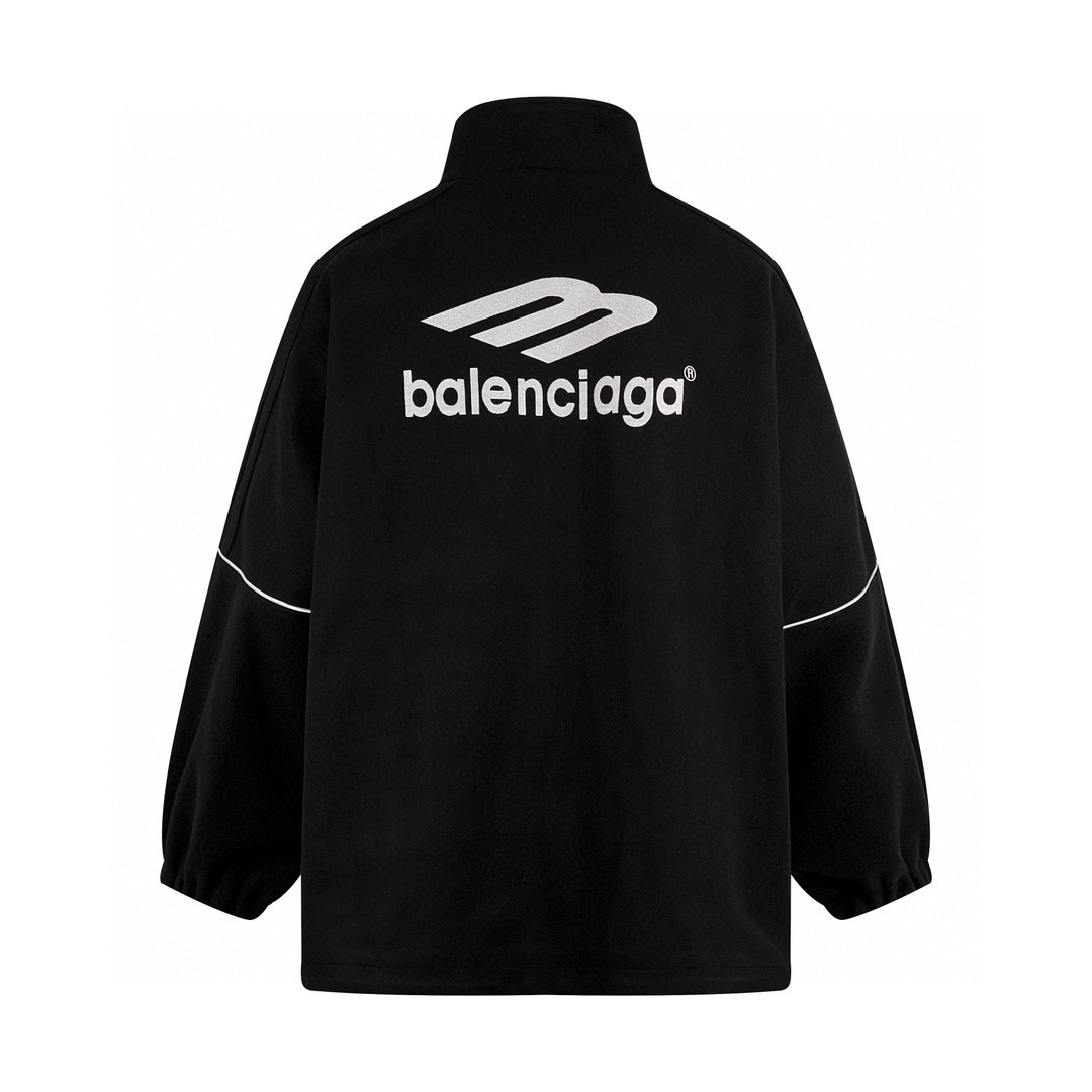 Balenciaga 巴黎世家 刺绣字母Logo拉链羊绒夹克 外套 卫衣 长袖 秋冬 黑色 