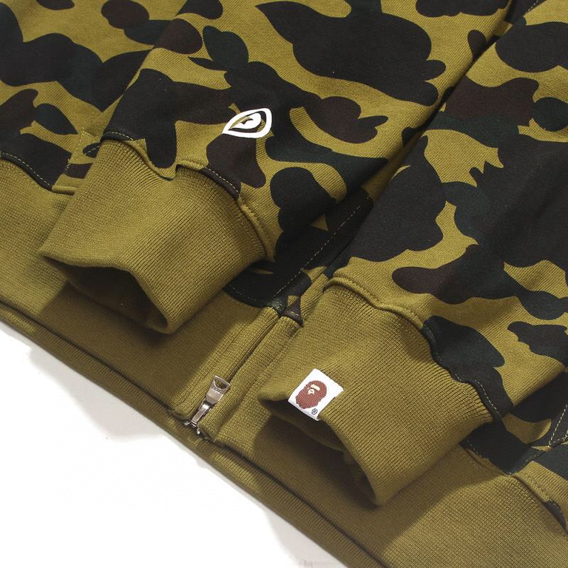BAPE SS23 Color Camo Shark Full Zip Hoodie 彩色迷彩鲨鱼头 拉链连帽卫衣 秋冬卫衣  深灰色 红色 蓝色 紫色 黄色 绿色 1J20-115-003