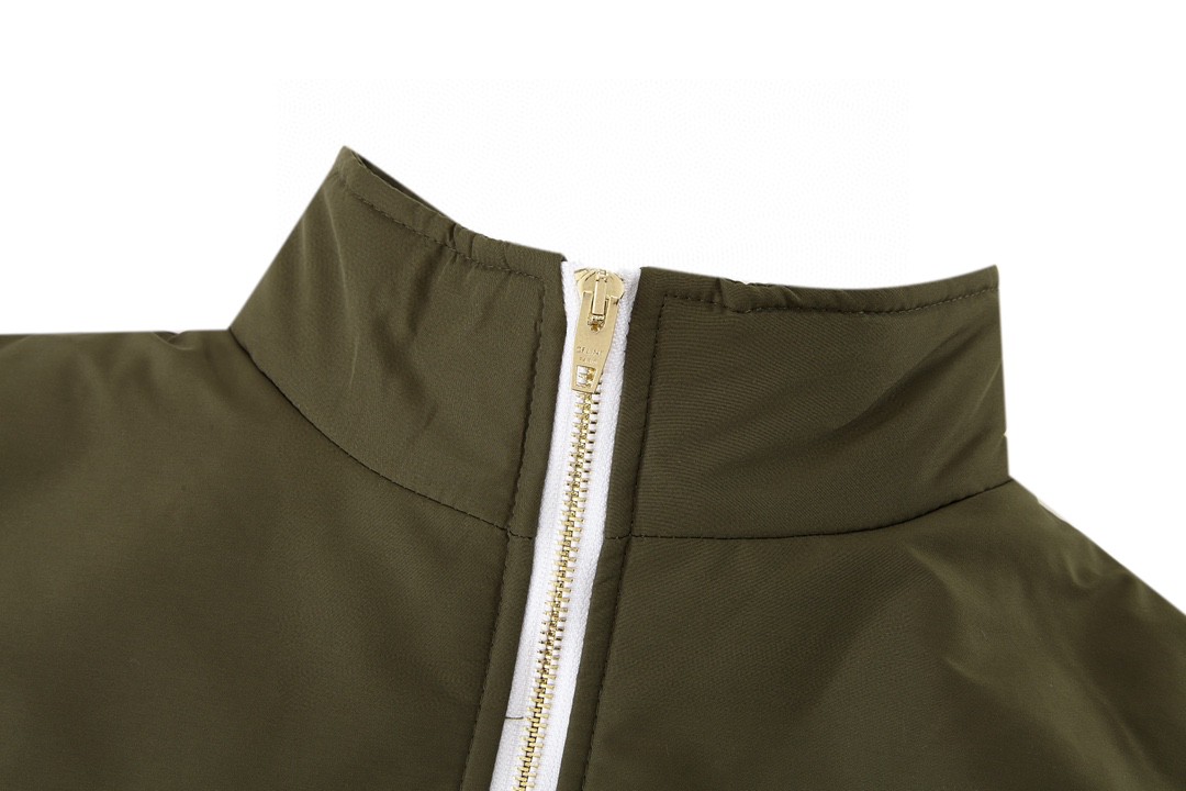 CELINE 赛琳 拼接logo字母 羊羔毛卫衣 夹克 外套 长袖 米白绿