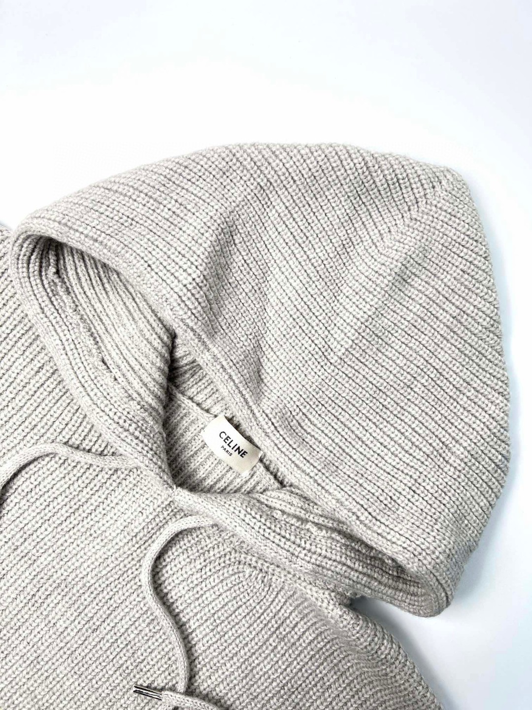 CELINE 赛琳 FW22 字母Logo印花针织毛衣 连帽卫衣 宽松 长袖 外套 灰色 2A85W423P-08GC
