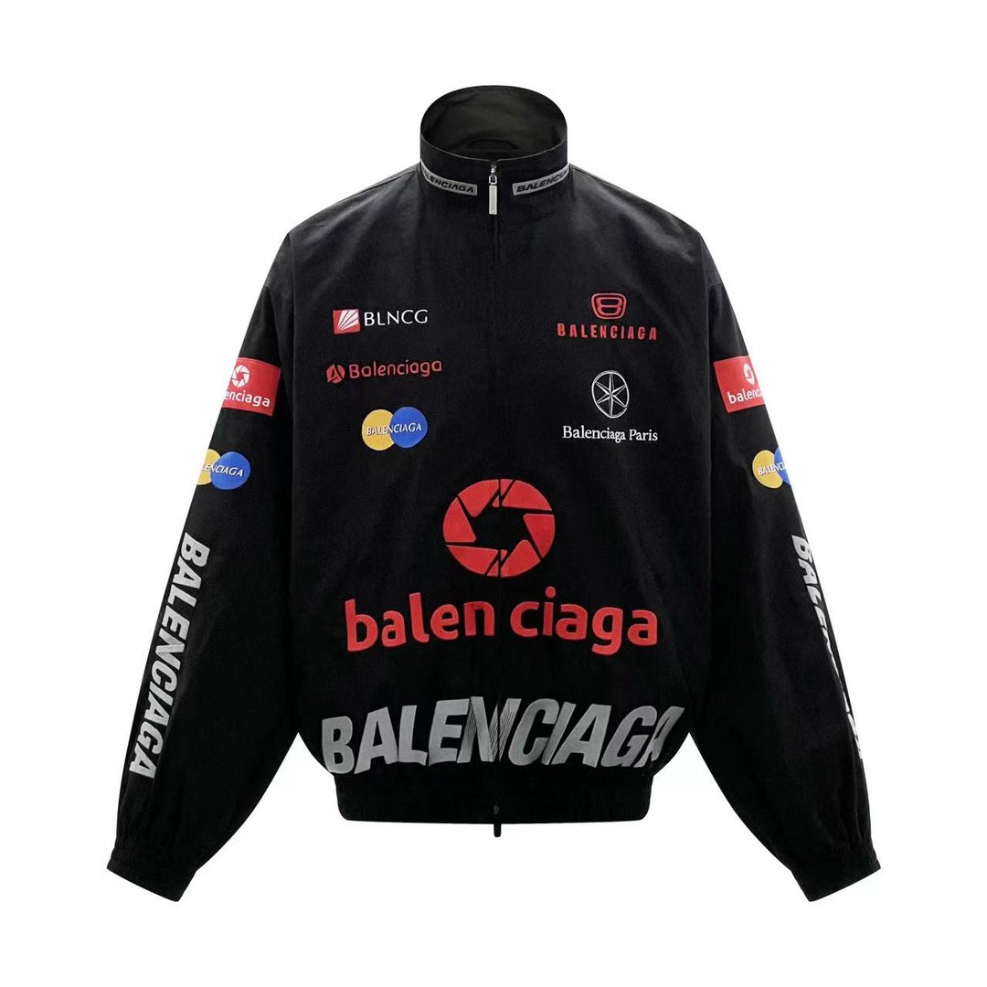 Balenciaga 巴黎世家 刺绣Logo字母 长袖 夹克 冲锋衣 外套 秋冬 黑色 