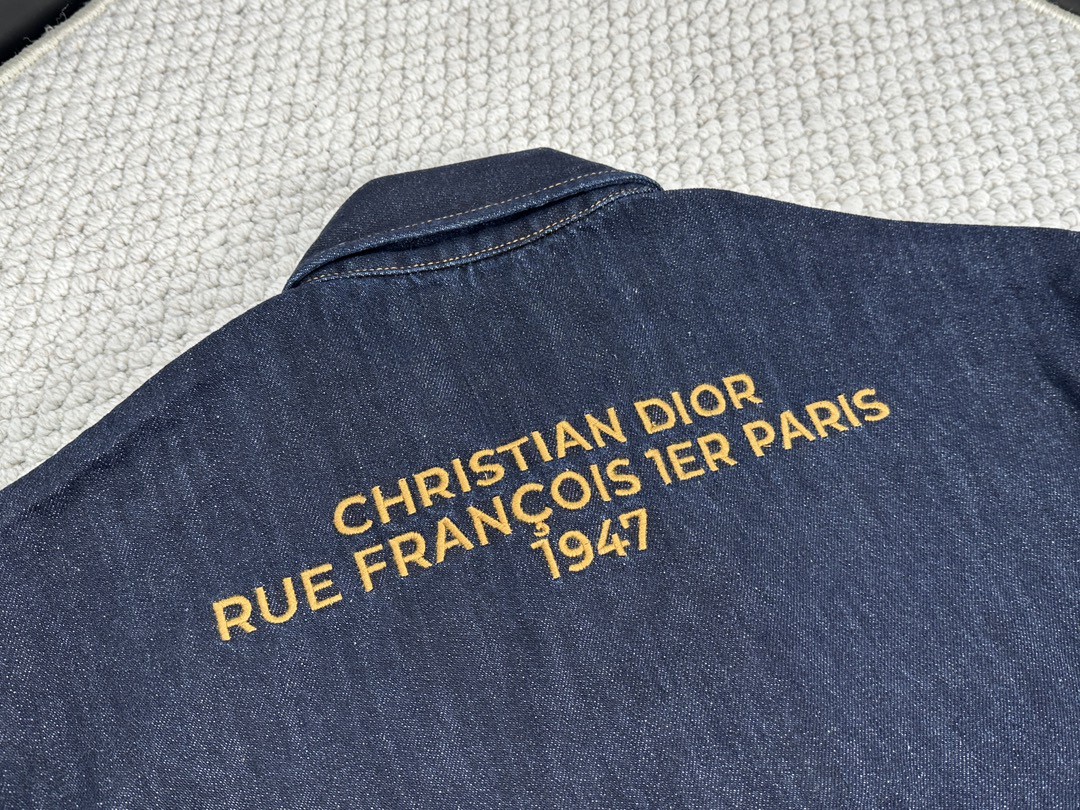 DIOR 迪奥 字母logo刺绣拉链牛仔外套 牛仔衣 夹克 长袖 秋冬款 蓝色 