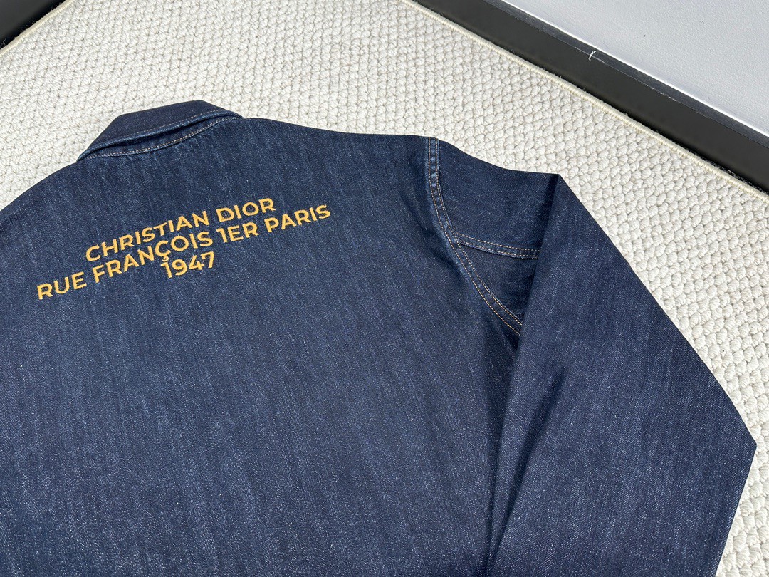 DIOR 迪奥 字母logo刺绣拉链牛仔外套 牛仔衣 夹克 长袖 秋冬款 蓝色 