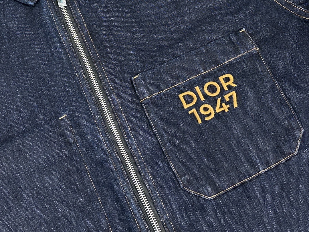 DIOR 迪奥 字母logo刺绣拉链牛仔外套 牛仔衣 夹克 长袖 秋冬款 蓝色 