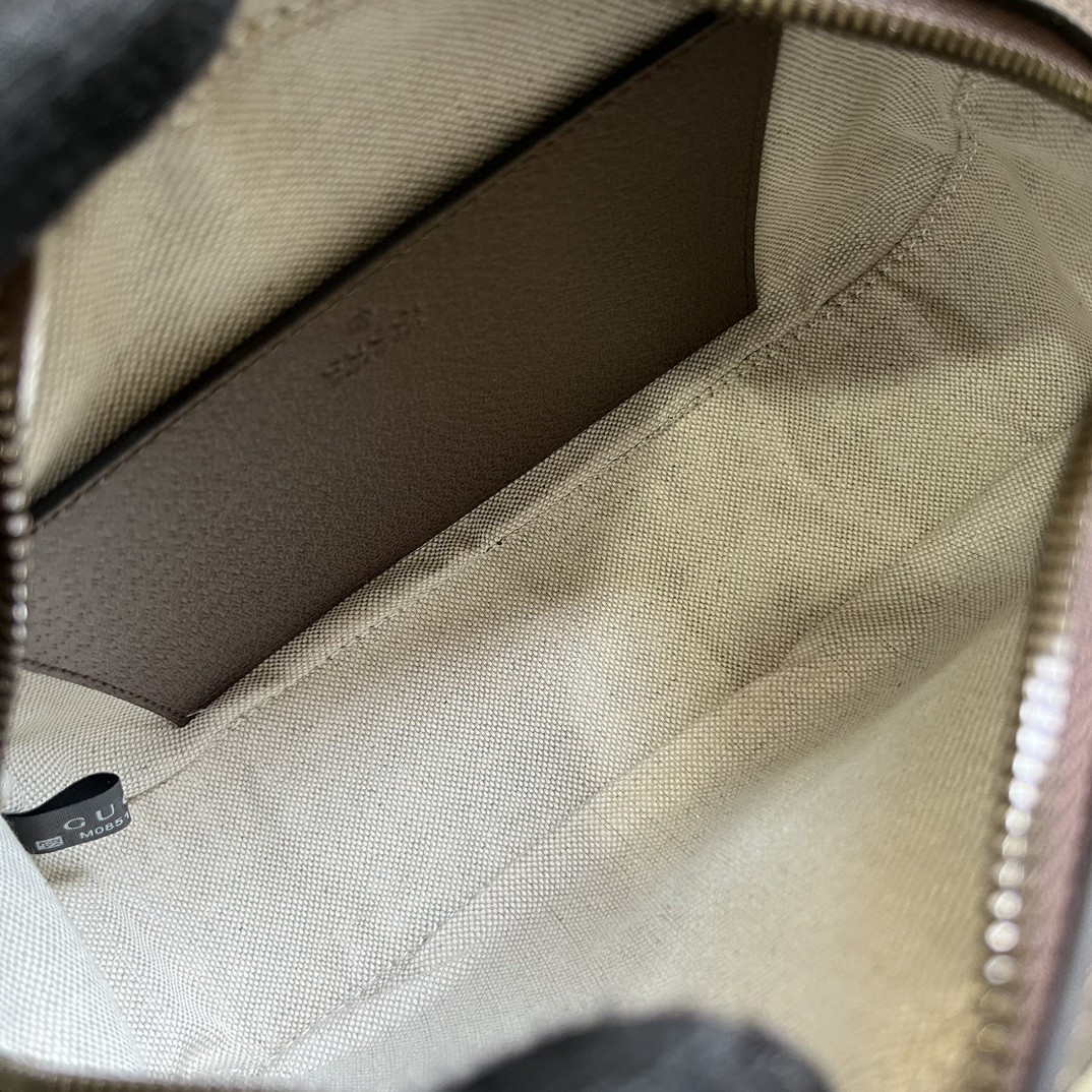 原厂皮 GUCCI 古驰 Ophidia 可拆卸调节肩带 拉链帆布拼皮革 单肩包 斜挎包 棕色 752591-FACFW-8920