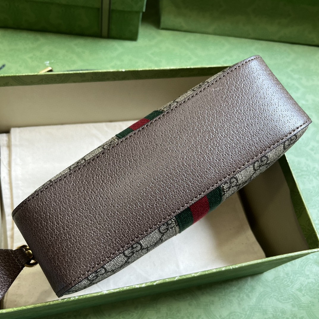 原厂皮 GUCCI 古驰 Ophidia 可拆卸调节肩带 拉链帆布拼皮革 单肩包 斜挎包 棕色 752591-FACFW-8920