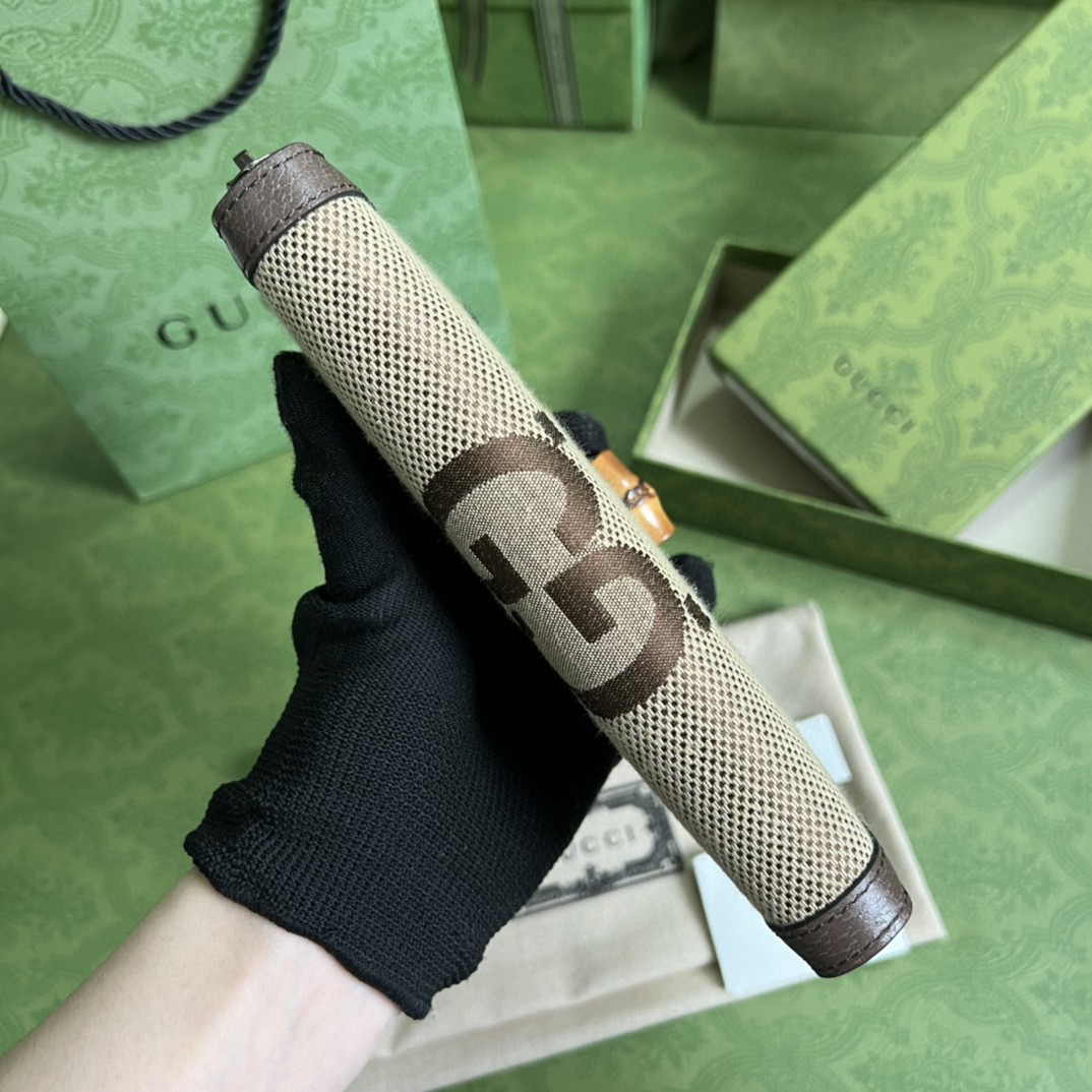 GUCCI 古驰 Diana 戴安娜竹节饰扣 Jumbo双G大老花Logo 长款帆布拼皮革 卡包 钱包 女款 棕色 658634-UKMBT-2572