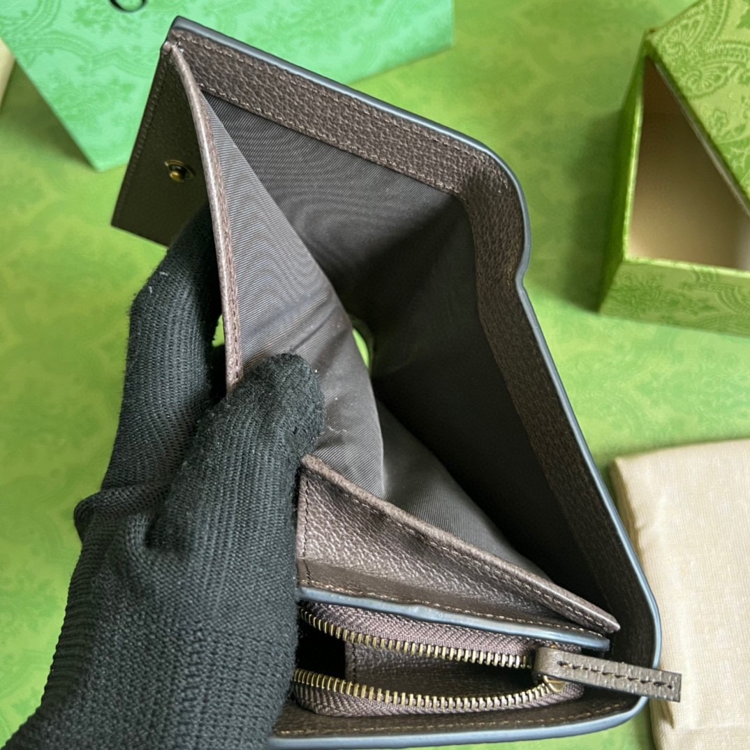 GUCCI 古驰 Diana 竹节戴安娜竹节饰扣 Jumbo双G大老花Logo 翻盖帆布拼皮革 卡包 钱包 女款 棕色 658635