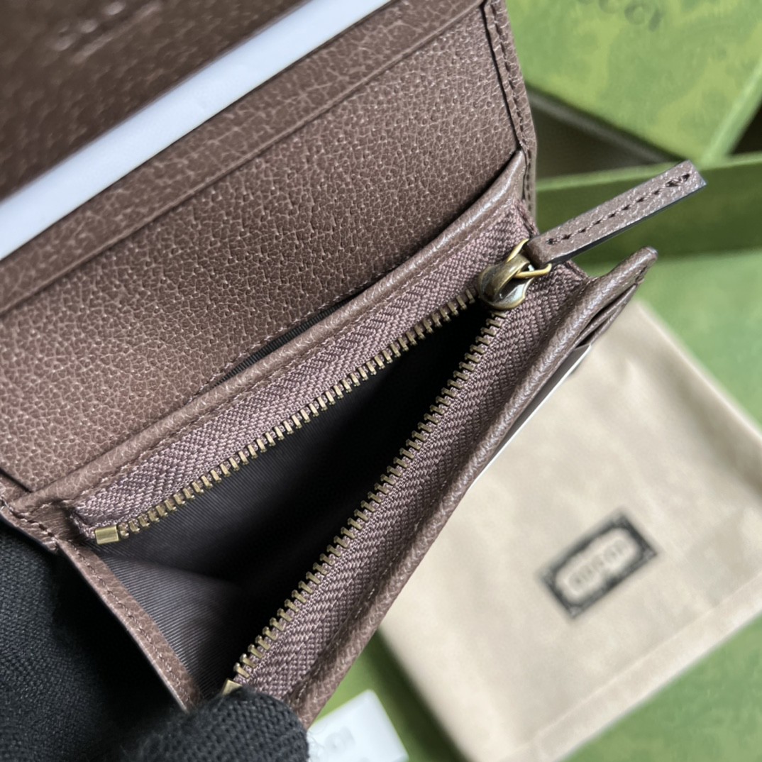 GUCCI 古驰 Diana 竹节戴安娜竹节饰扣 Jumbo双G大老花Logo 翻盖帆布拼皮革 卡包 钱包 女款 棕色 658244-UKMBT-2572