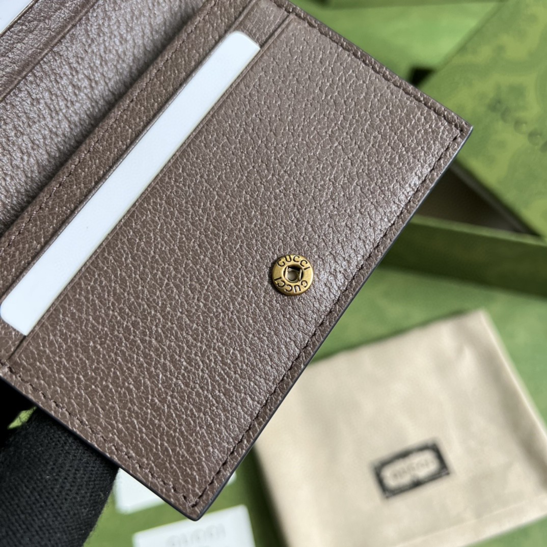 GUCCI 古驰 Diana 竹节戴安娜竹节饰扣 Jumbo双G大老花Logo 翻盖帆布拼皮革 卡包 钱包 女款 棕色 658244-UKMBT-2572