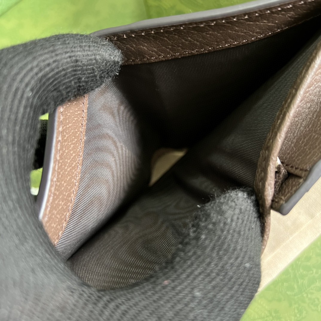 GUCCI 古驰 Diana 竹节戴安娜竹节饰扣 Jumbo双G大老花Logo 翻盖帆布拼皮革 卡包 钱包 女款 棕色 658244-UKMBT-2572