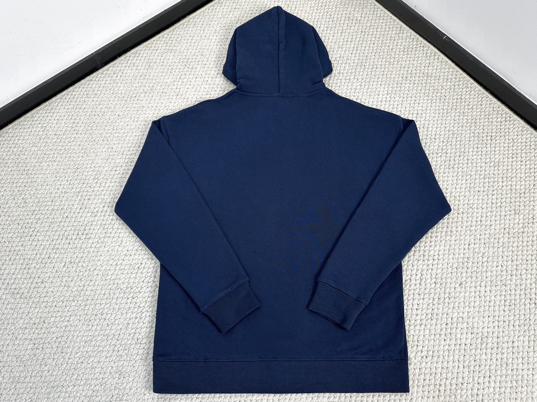 Loewe 罗意威 SS24 Logo字母刺绣连帽卫衣 长袖 秋冬 普鲁士蓝 H526Y25X39-5290