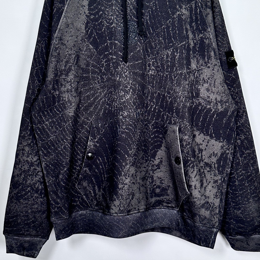 Supreme STONE ISLAND FW23 联名款 WEEK10 HOODED SWEATSHIRT 蜘蛛网印花连帽卫衣 黑色 SUP-FW23-169