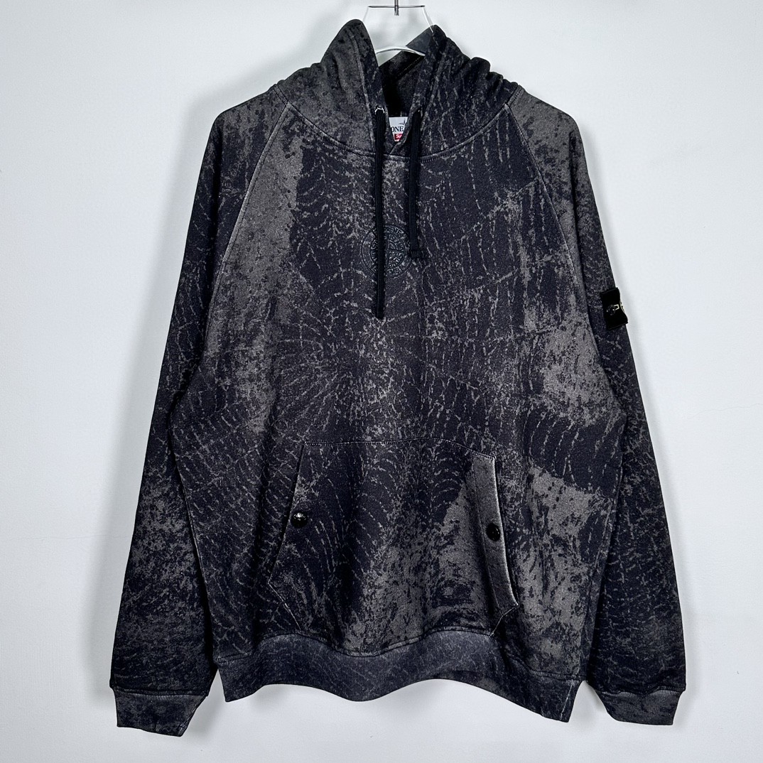Supreme STONE ISLAND FW23 联名款 WEEK10 HOODED SWEATSHIRT 蜘蛛网印花连帽卫衣 黑色 SUP-FW23-169