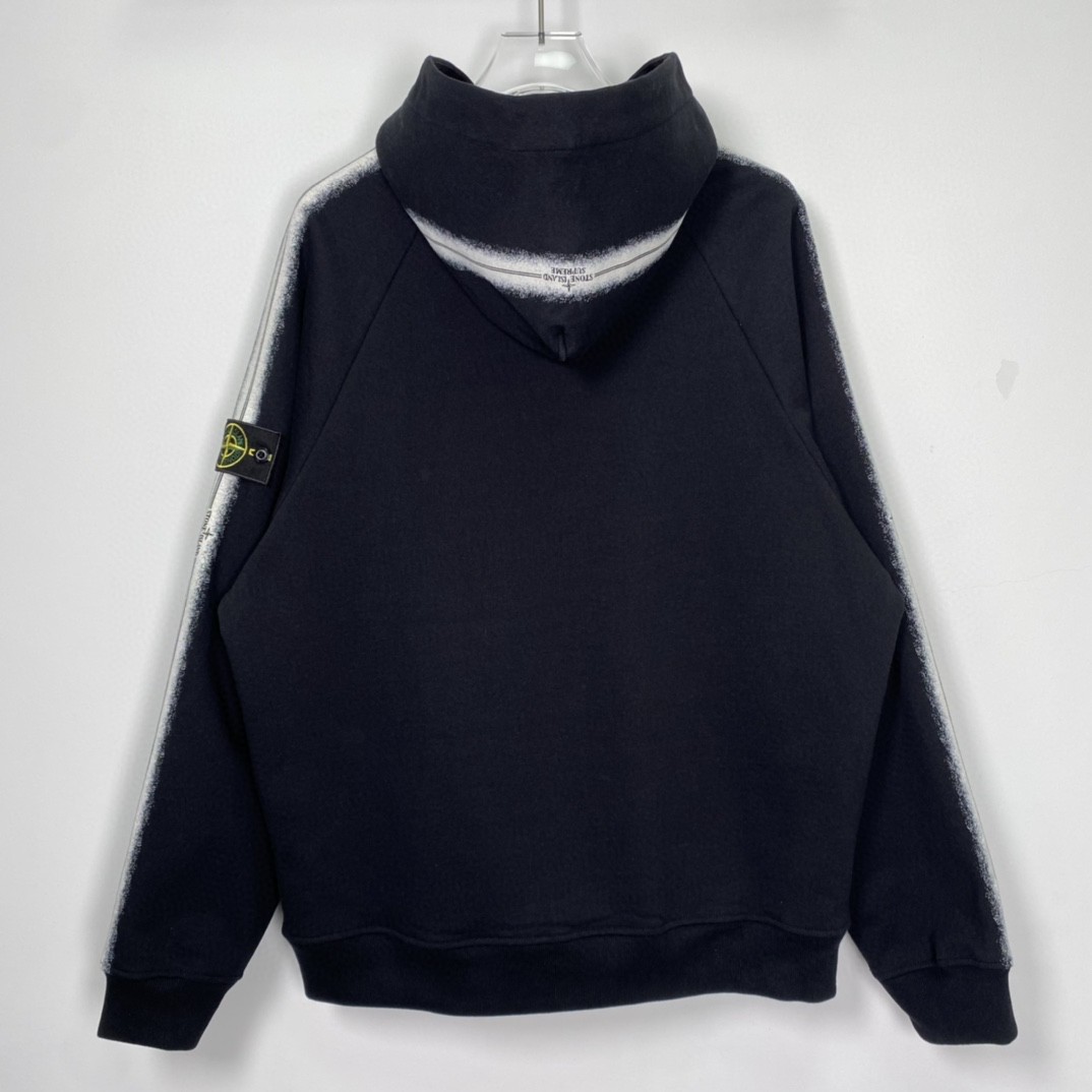 Supreme STONE ISLAND 石头岛联名款 贴布插肩袖设计连帽卫衣 卫衣 男女同款 黑色 SUP-SS22-718