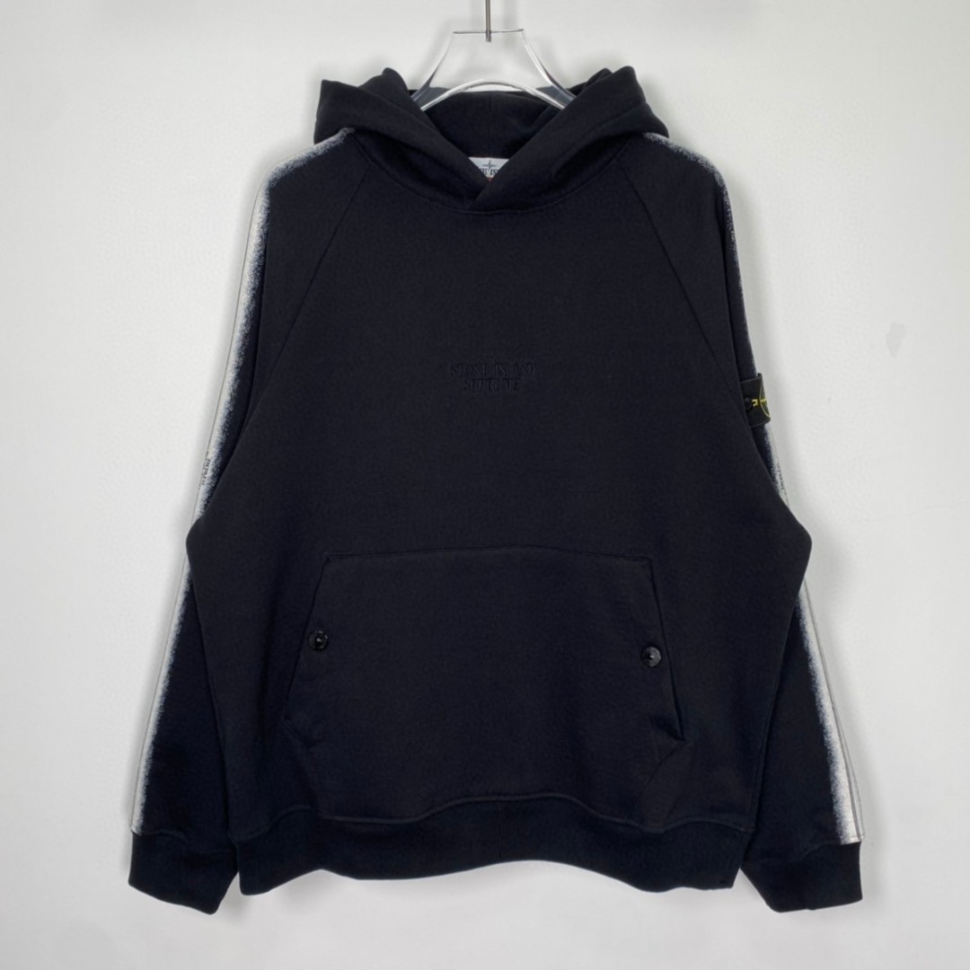 Supreme STONE ISLAND 石头岛联名款 贴布插肩袖设计连帽卫衣 卫衣 男女同款 黑色 SUP-SS22-718