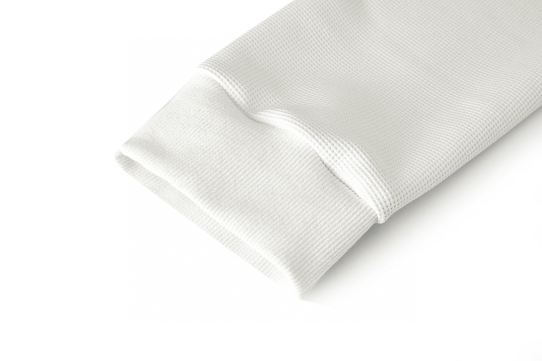 PRADA 普拉达 半拉链华夫格徽标卫衣 长袖 圆领 套头 秋冬卫衣 男女同款 白色