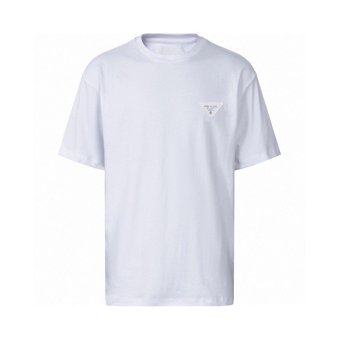 PRADA 普拉达 字母logo徽标圆领 短袖 T恤 男女同款 白色 UJN837S231240-F0009