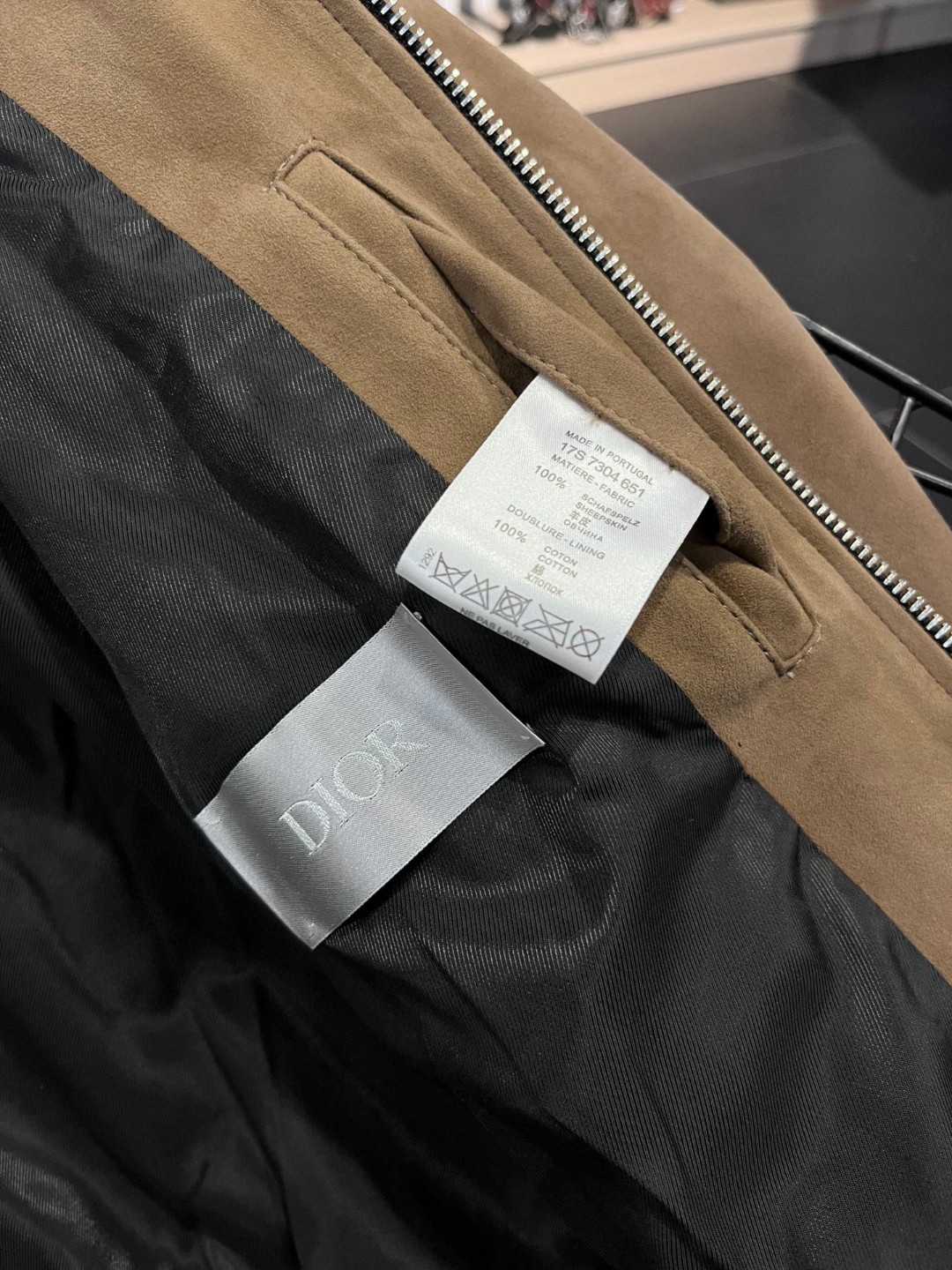 高定系列 Dior 迪奥 拼色皮面夹克 棒球服 外套 长袖 保暖 卡其色