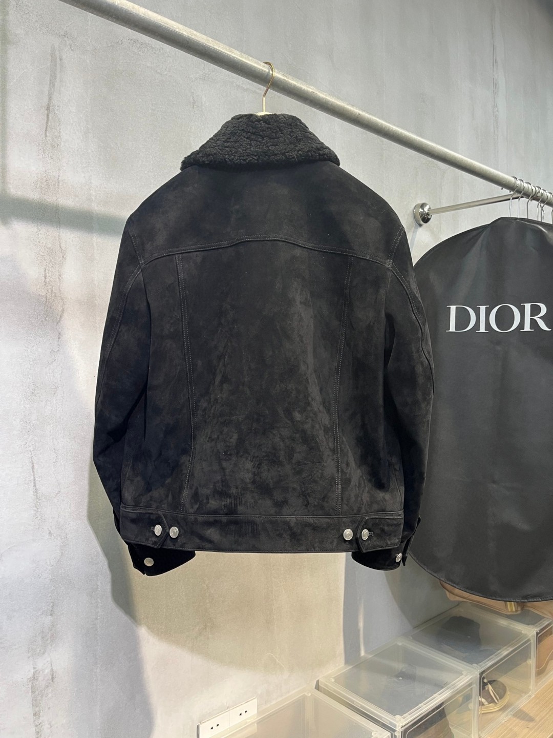 高定系列 Dior 迪奥 摇粒绒毛领拉链夹克 外套 长袖 保暖 黑色