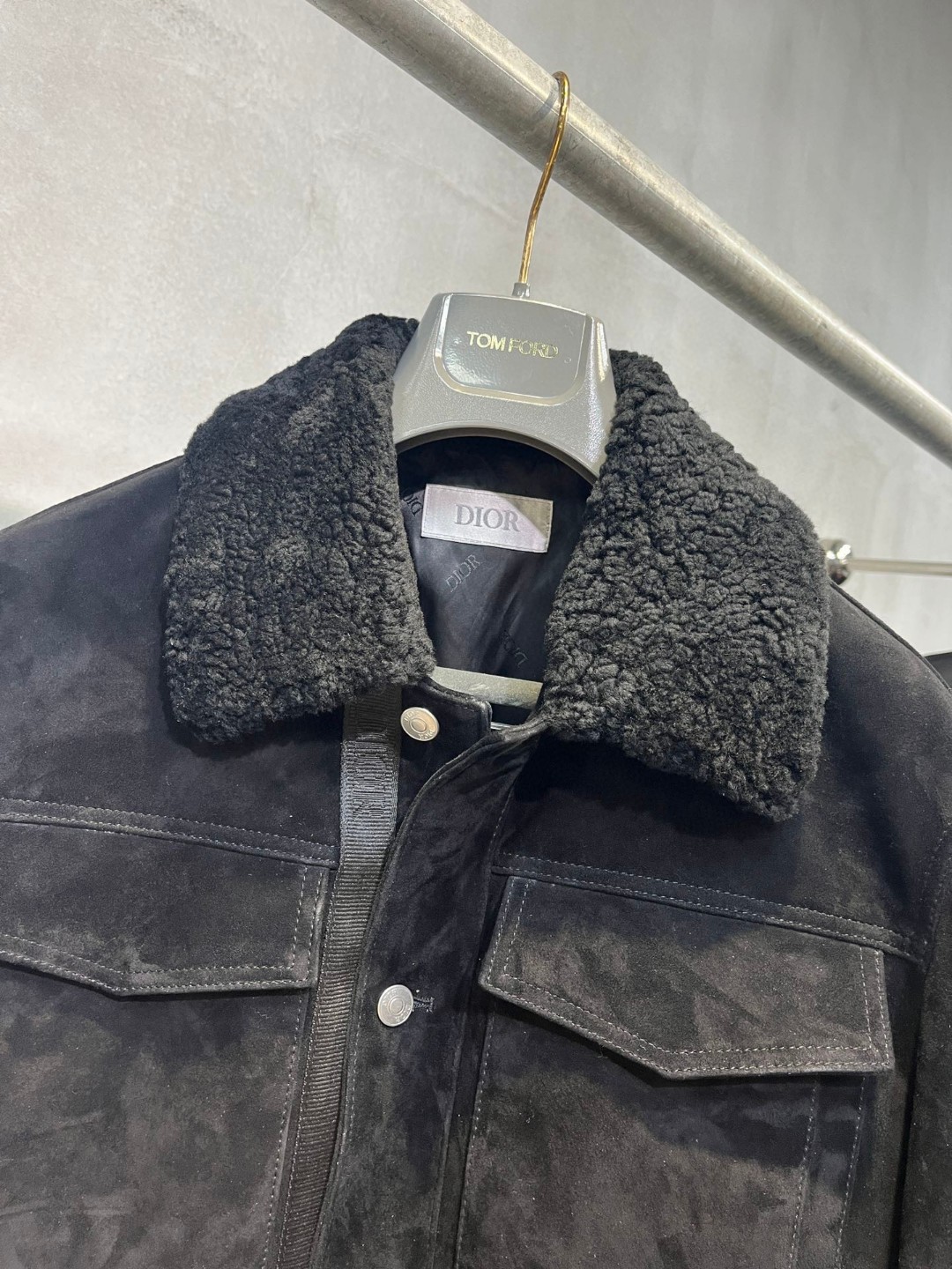 高定系列 Dior 迪奥 摇粒绒毛领拉链夹克 外套 长袖 保暖 黑色