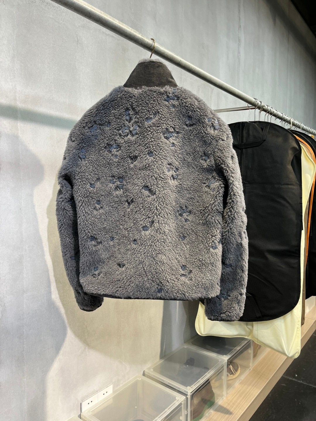 高定系列 Dior 迪奥 植物花卉半拉链立领夹克 卫衣 外套 长袖 保暖 灰色