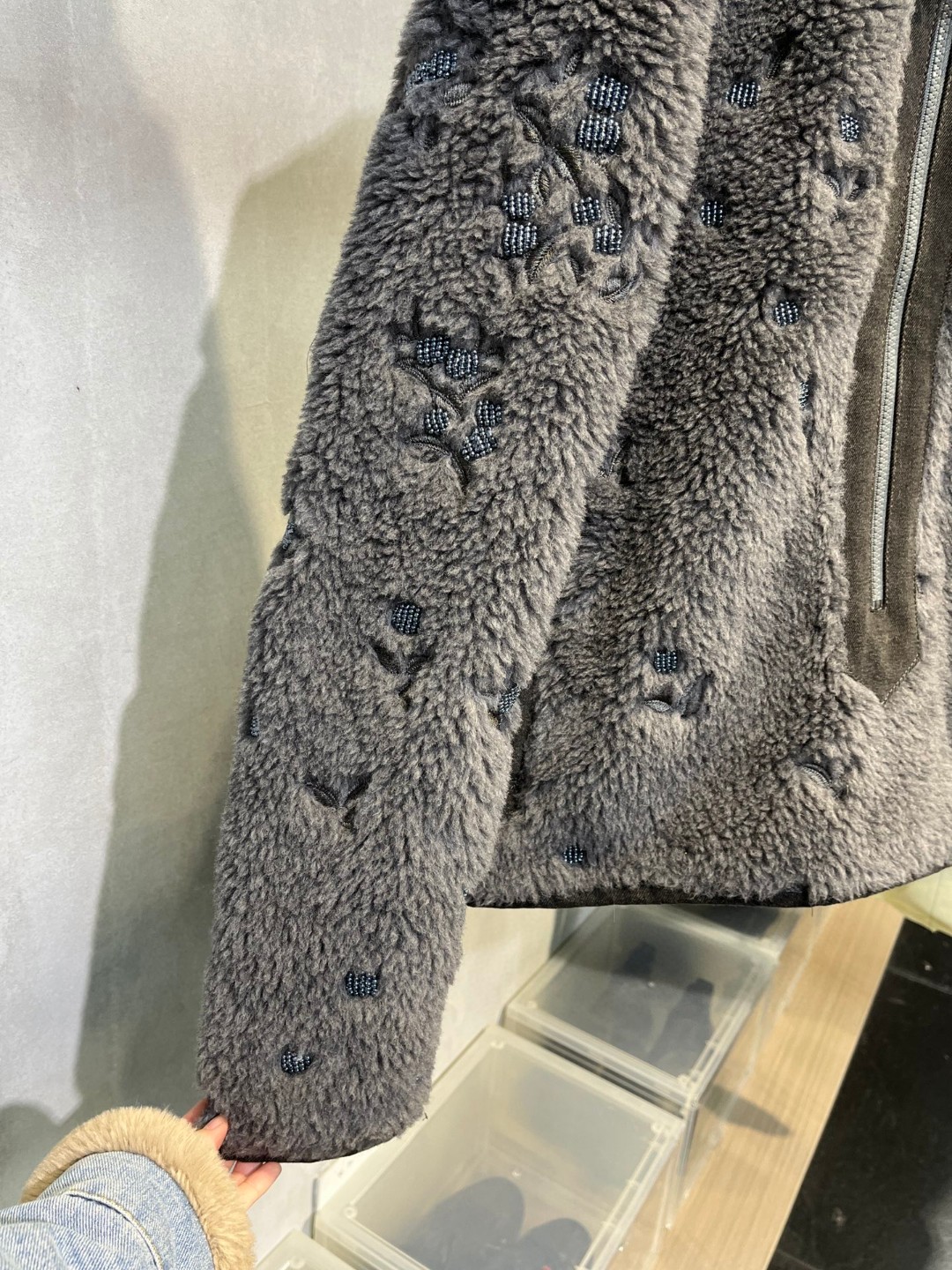 高定系列 Dior 迪奥 植物花卉半拉链立领夹克 卫衣 外套 长袖 保暖 灰色