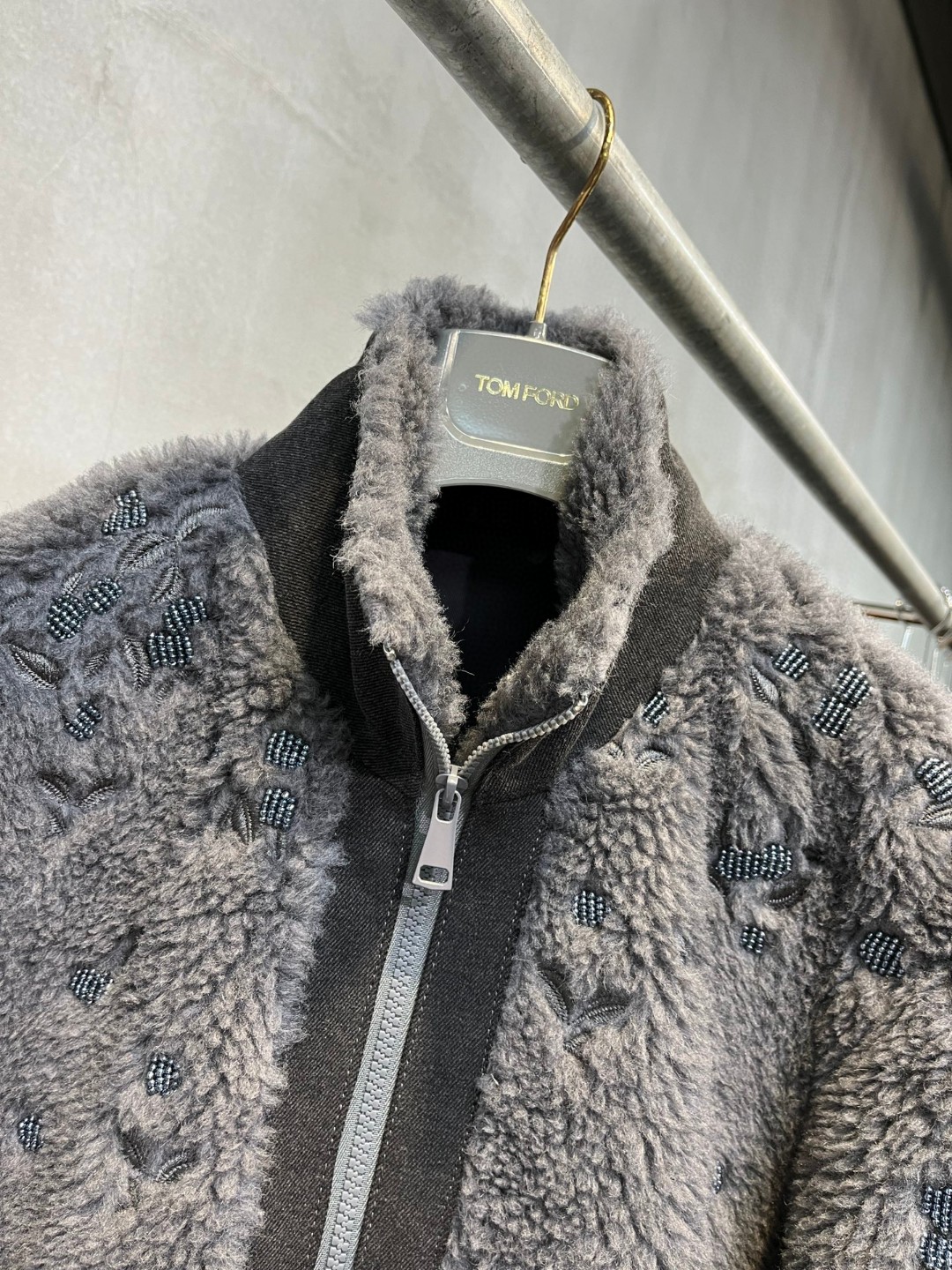 高定系列 Dior 迪奥 植物花卉半拉链立领夹克 卫衣 外套 长袖 保暖 灰色