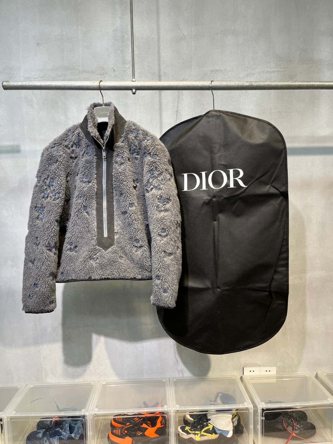 高定系列 Dior 迪奥 植物花卉半拉链立领夹克 卫衣 外套 长袖 保暖 灰色