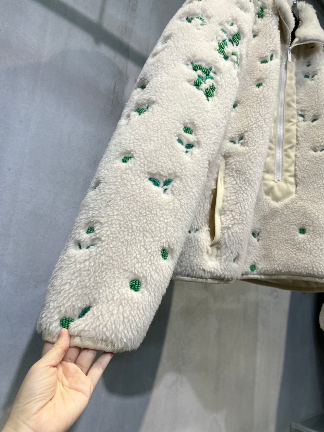 高定系列 Dior 迪奥 植物花卉半拉链立领夹克 卫衣 外套 长袖 保暖 米色