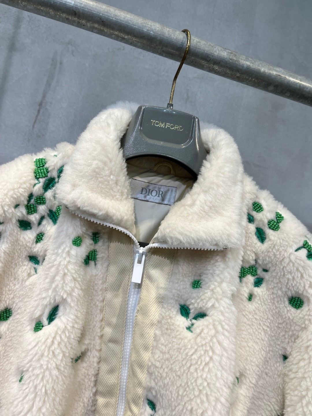 高定系列 Dior 迪奥 植物花卉半拉链立领夹克 卫衣 外套 长袖 保暖 米色