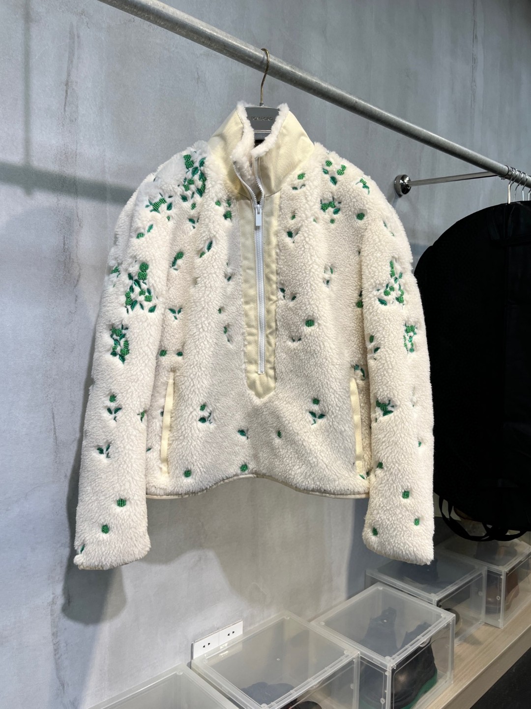 高定系列 Dior 迪奥 植物花卉半拉链立领夹克 卫衣 外套 长袖 保暖 米色